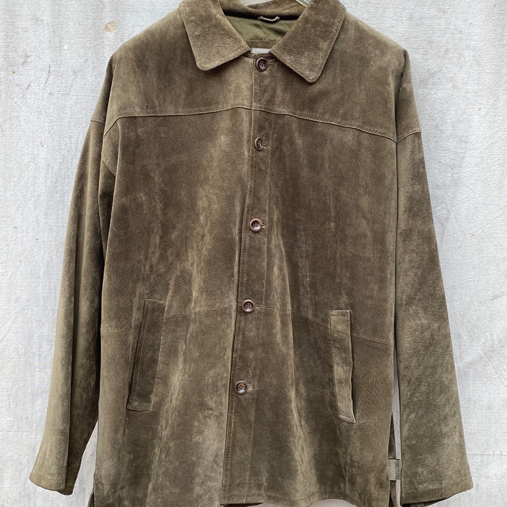 PACIFIC TRAIL men blazer jacket suede leather Outdoor Wear Olive green size L